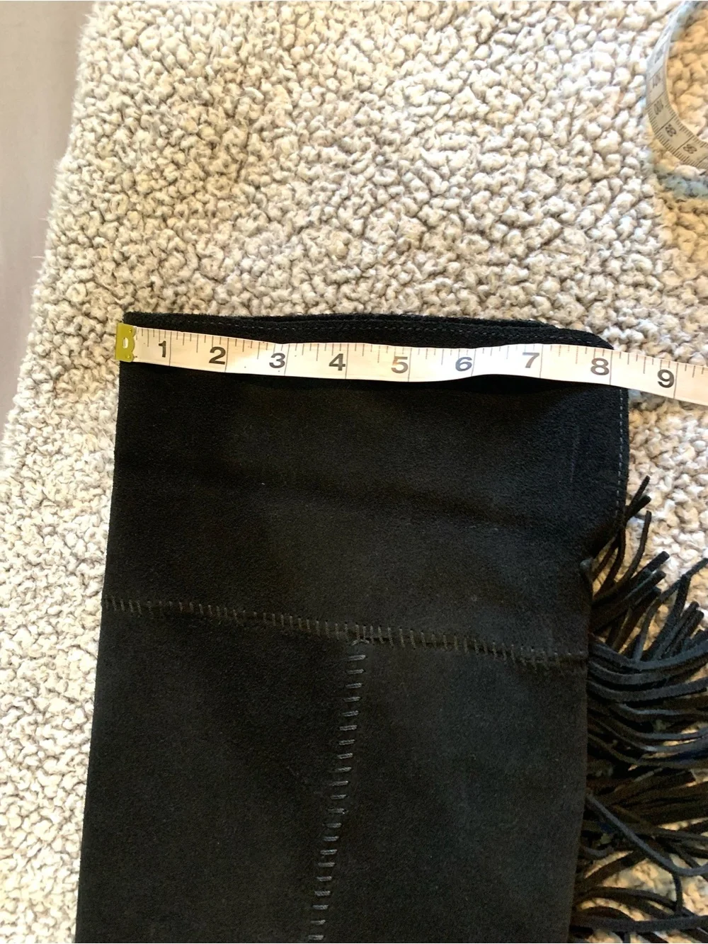 Minnetonka Over The Knee Fringe Boots Suede Black Women’s Size 9